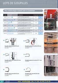 Lots de goupilles pour &eacute;chafaudages acier de diam&egrave;tre 8 mm et 11 mm, goupille clips s&eacute;curit&eacute;, goupille queue de cochon pour tube de 35 mm, goupille queue de cochon pour tube de 40mm et 11 mm, goupille agricole d&agrave; clips de s&eacute;curit&eacute; pour tube de 50 mm, et de 60 mm